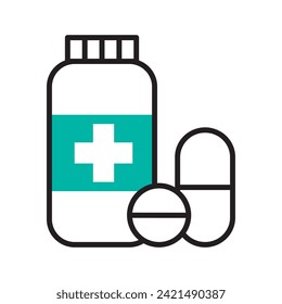 medicine bottle icon. High quality design element. Editable linear style stroke. Vector icon