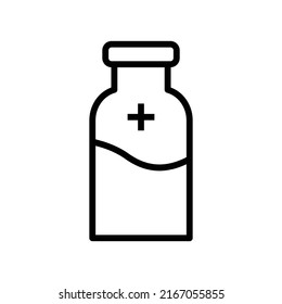 ilustración del icono del frasco de medicina, salud, farmacia, farmacia. diseño vectorial de iconos de estilo de línea.