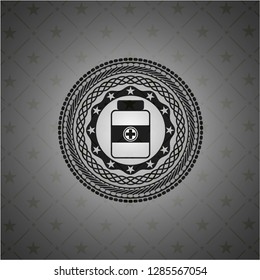 medicine bottle icon inside black badge