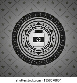 medicine bottle icon inside dark badge