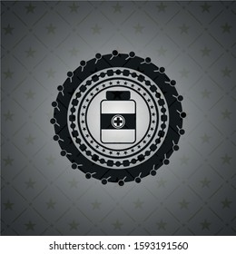 medicine bottle icon inside dark emblem