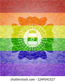 medicine bottle icon inside lgbt colors emblem 