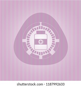 medicine bottle icon inside retro style pink emblem