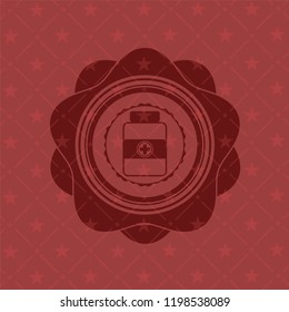 medicine bottle icon inside retro style red emblem