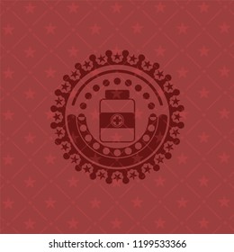 medicine bottle icon inside retro style red emblem