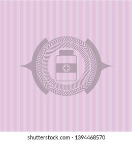 medicine bottle icon inside retro style pink emblem