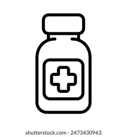Medizinflasche Icon Line Vektorgrafik Design Illustration im trendigen Stil