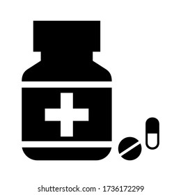 medicine bottle icon or logo isolated sign symbol vector illustration - high quality black style vector icons
