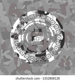 medicine bottle icon on grey camouflage texture