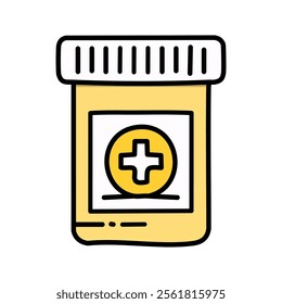 medicine bottle icon over white background, line style, vector illustration