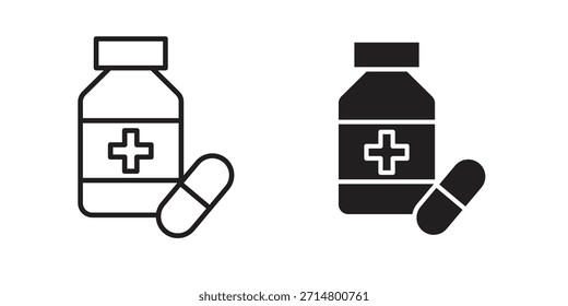 Embalagem de ícone de frasco de medicamento. Elemento de design de ícone de vetor plano.