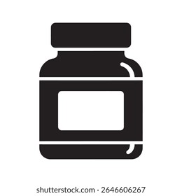 Ícone de frasco de medicamento para medicamentos farmacêuticos e medicamentos de prescrição um recipiente de comprimidos ou suplementos vitamínicos para cuidados de saúde vetor ícone de glifo sólido