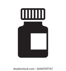 Ícone de frasco de medicamento para pílulas de farmácia e tratamento de saúde Um símbolo de glifo de um recipiente de medicamento para prescrição médica ou suplementos vitamínicos farmacêuticos