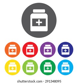 medicine bottle icon set