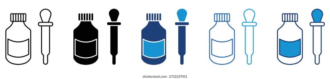 Icono de la botella de la medicina fijado en estilos múltiples