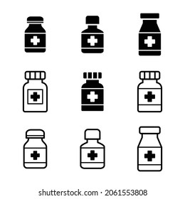 Medicine bottle icon set vector on trendy design.