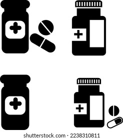 Medicine Bottle Icon set Vector illustration on white background