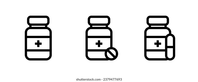 Medicine Bottle Icon Set - Vector : Medical Theme, Pharmaceutical Theme, Healthcare Theme, Infographics and Other Graphic Related Assets. SHOTLISThealth.