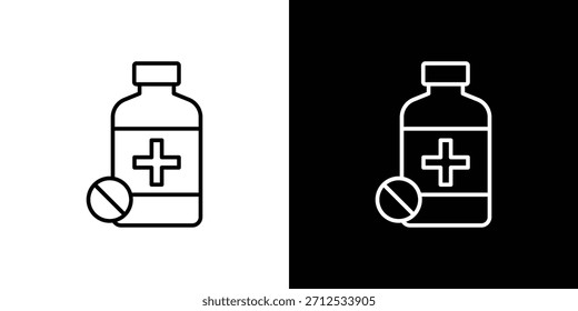 Icono de botella de medicina. Símbolo plano simple. Ilustración de pictograma de contorno negro perfecto