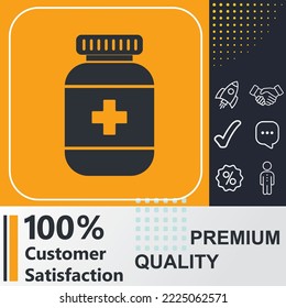 Medicine bottle icon. Social media sign. Vector illustration