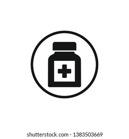 Medicine bottle icon in trendy flat style design 