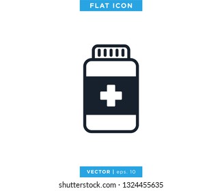 Medicine Bottle Icon Vector Design Template. Prescription  Drug Bottle