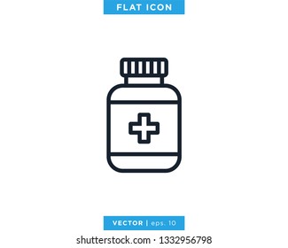 Medicine Bottle Icon Vector Design Template. Prescription Drug Bottle