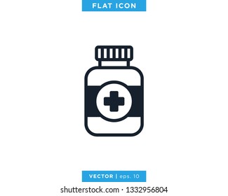 Medicine Bottle Icon Vector Design Template. Prescription Drug Bottle