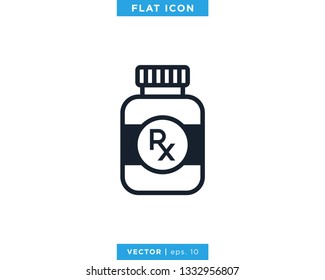 Medicine Bottle Icon Vector Design Template. Prescription Drug Bottle