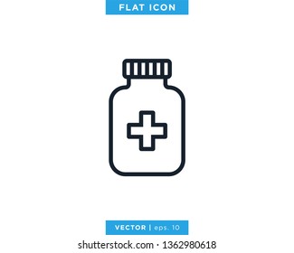 Medicine Bottle Icon Vector Design Template. Prescription Drug Bottle