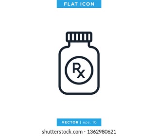 Medicine Bottle Icon Vector Design Template. Prescription Drug Bottle
