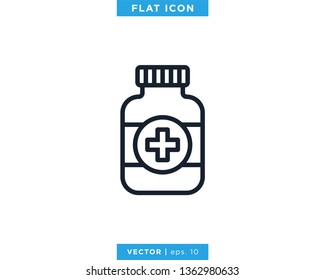 Medicine Bottle Icon Vector Design Template. Prescription Drug Bottle