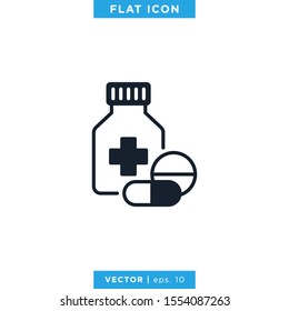 Medicine Bottle Icon Vector Design Template. Prescription Drug Bottle Icon