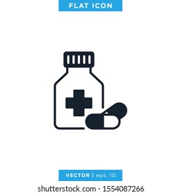 Medicine Bottle Icon Vector Design Template. Prescription Drug Bottle Icon