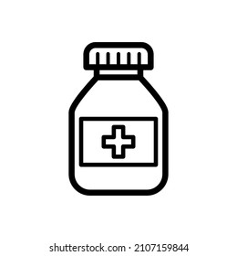 Ilustración del diseño vectorial de los iconos de la botella de medicina