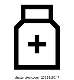 Medicine Bottle icon vector designed in outline lineal minimalist bold sharp style (32px artboard 2px stroke)
