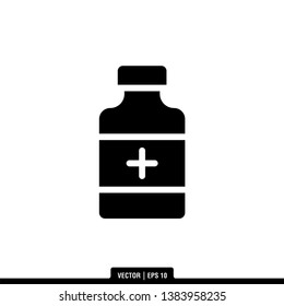 Medicine Bottle Icon Vector Illustration Logo Template
