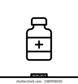 Medicine Bottle Icon Vector Illustration Logo Template
