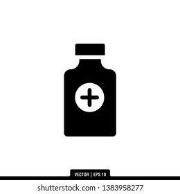 Medicine Bottle Icon Vector Illustration Logo Template
