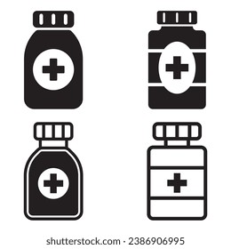 medicine bottle icon vector illustration logo design