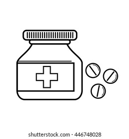 Medicine bottle Icon Vector. Linear illustration.