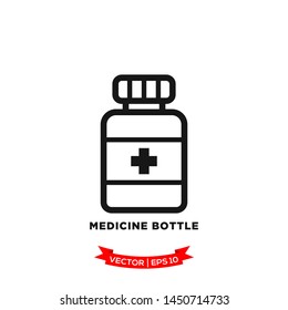medicine bottle icon vector logo template