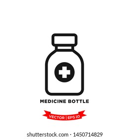 medicine bottle icon vector logo template