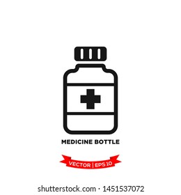 medicine bottle icon vector logo template 