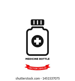 medicine bottle icon vector logo template 