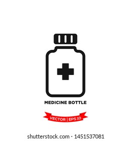 medicine bottle icon vector logo template 