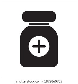 Medicine Bottle Icon Vector Logo Template Illustration
