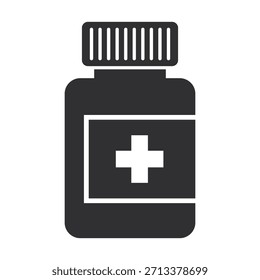 Medicine bottle illustrated and colored in vector