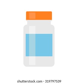 Medicine Bottle Isolated Medicine Bottle On White Background. Pill Bottle. Medicine Container. Flat Style Vector Illustration.