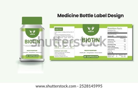 Medicine Bottle label, Package template design, Label design, mock-up design label template